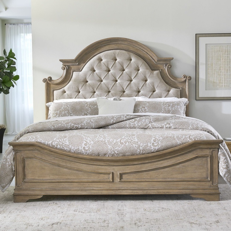 Magnolia Manor – California King Upholstered Bed – Weathered Bisque