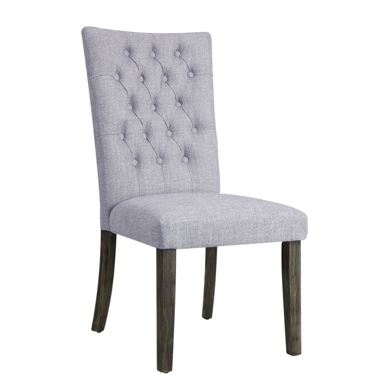 Merel – Side Chair (Set of 2) – Gray Linen & Gray Oak