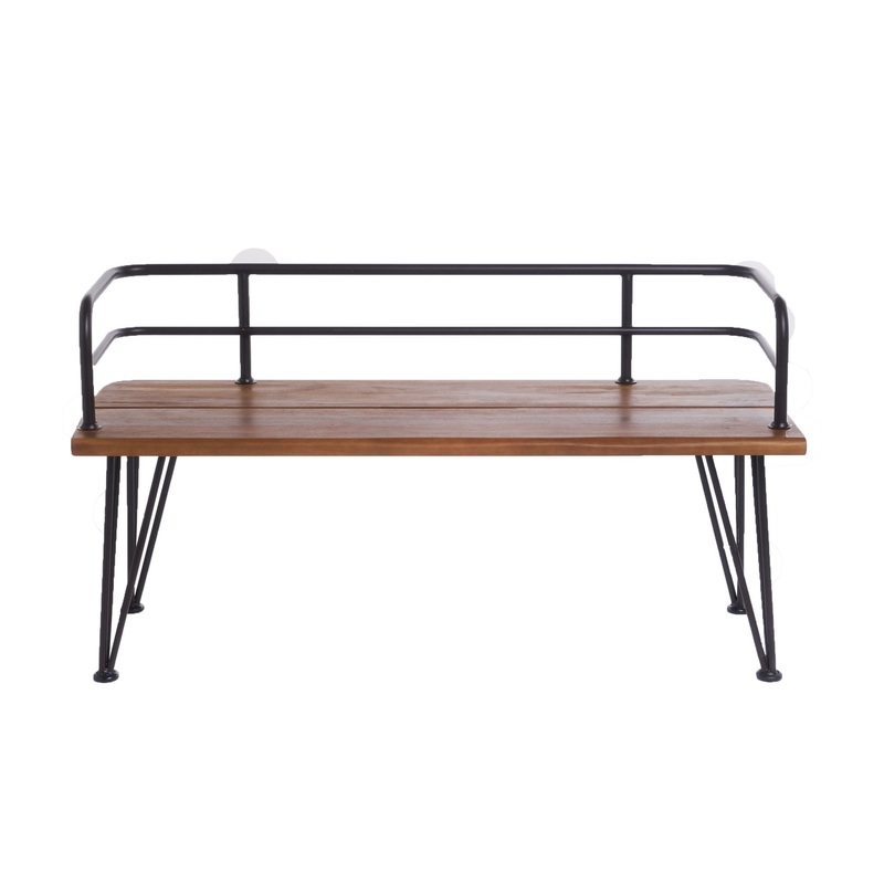 Outdoor Bench With Powder Coated Iron Frame – Teak