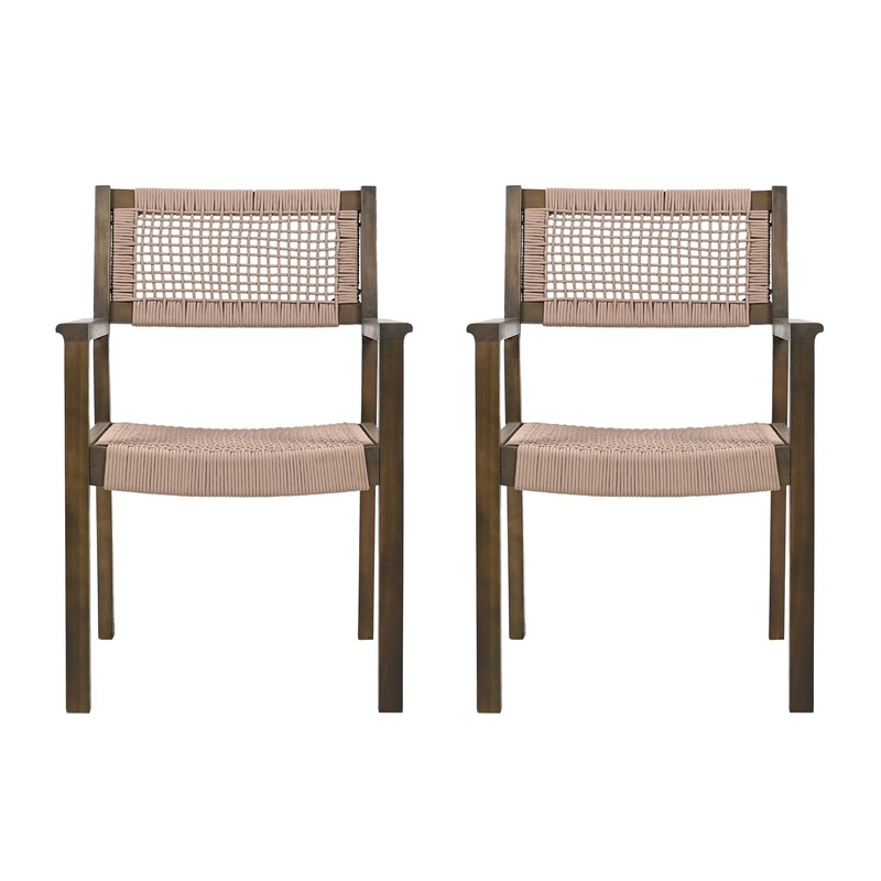 Outdoor Dining Chair (Set of 2), Patio Chairs – Gray / Light Brown