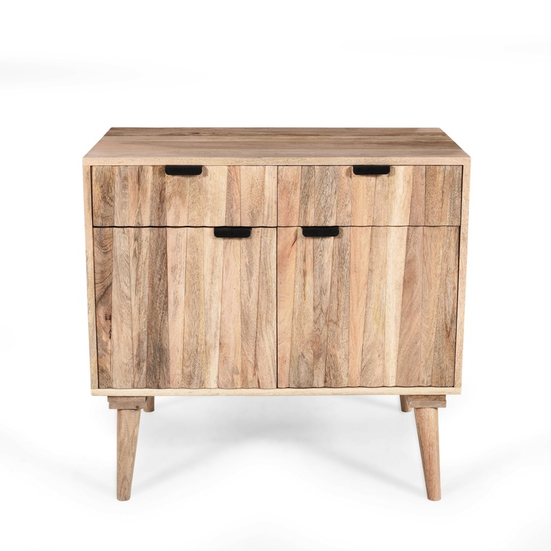 Stylish Style 2 Drawer 2 Door Cabinet, Mango Wood – Natural