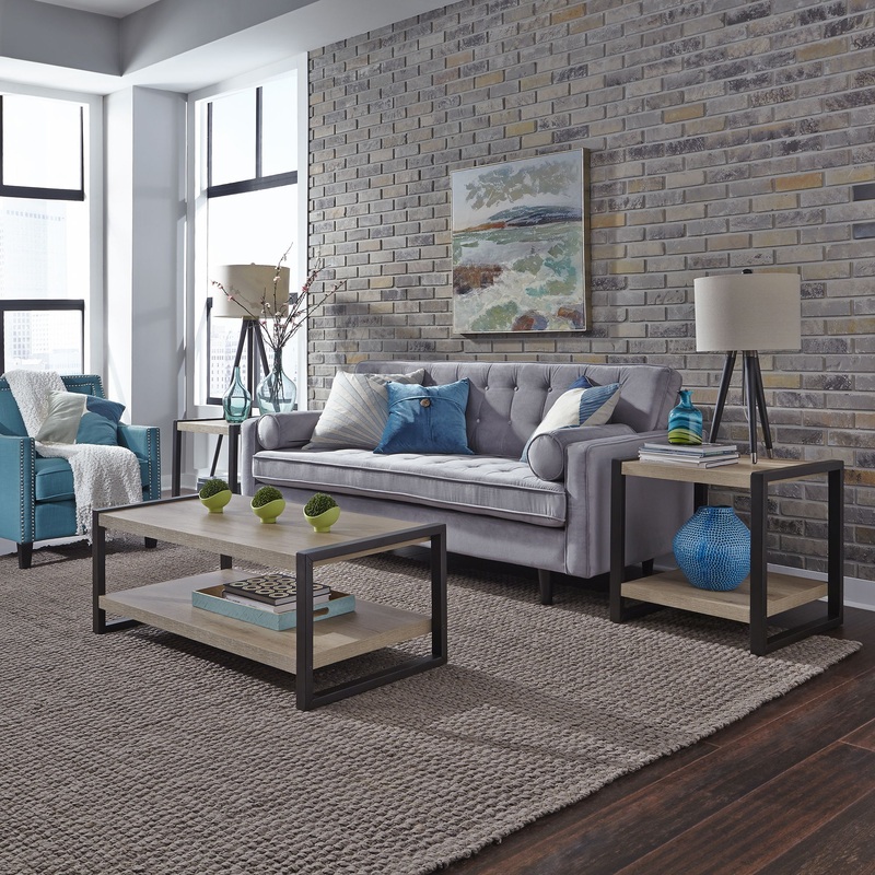 Sun Valley – 3 Piece Table Set With Faux Metal – Light Brown