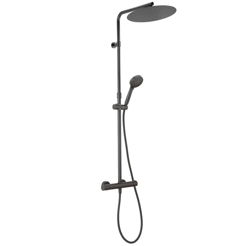 TAYRONA SHOWER KIT W/MATTE BLACK THERMOSTAT SHOWER HEAD DIAM. 30 CM