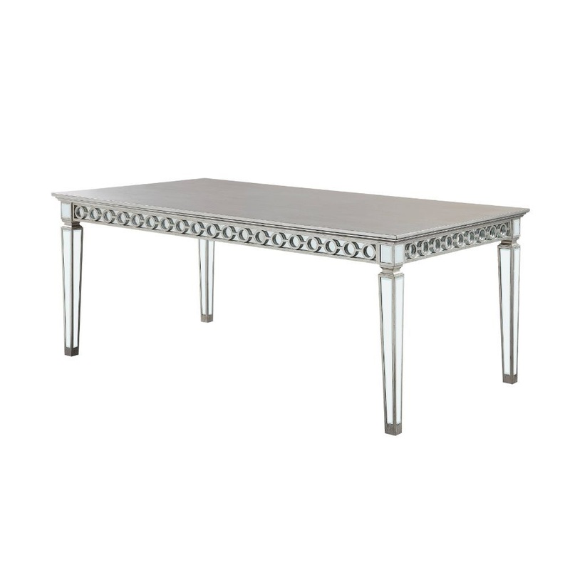 Varian – Dining Table (90L) – Mirrored & Antique Platinum
