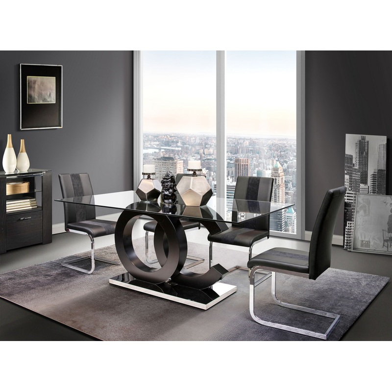 5 Piece Dining Room Set (D2207 Dining Table With 4 D915 Dining Chairs) – Black
