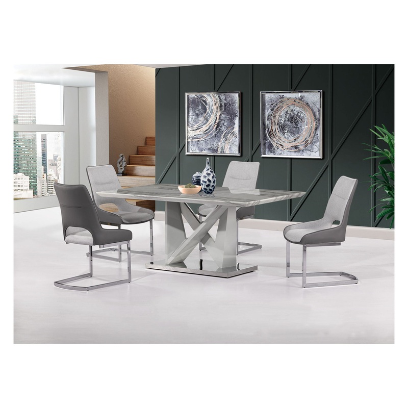 5 Piece Dining Room Set (D844 Dining Table And Four D1119 Dining Chairs) – Light Gray