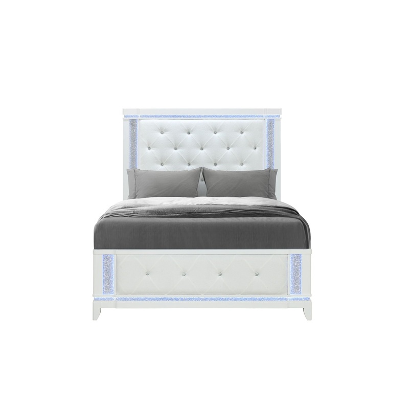 Alina – Queen Bed With LED – White