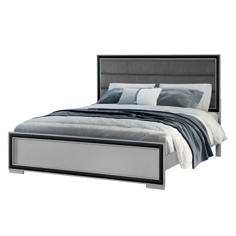 Amelia – Full Bed With LED – Gray Black