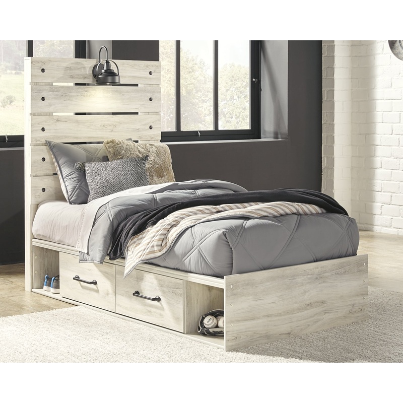 Cambeck  Panel Bed With 4 Storage Drawers