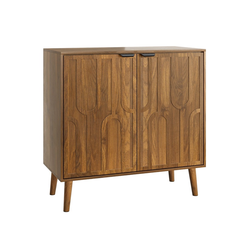 Farmhouse Style Sideboard Buffet Cabinet With Storage Bar Cabinet – Walnut