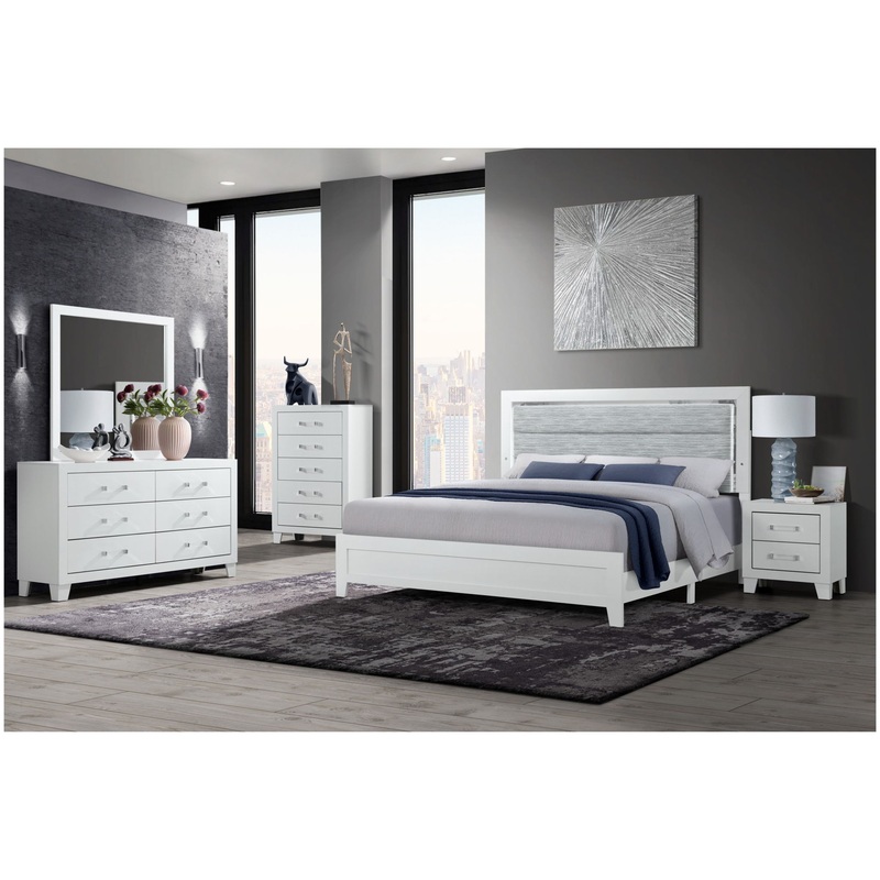 Luccia – 5 Piece Twin Bedroom Set With LED – White