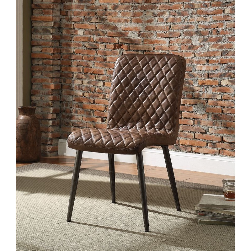 Millerton – Side Chair (Set of 2) – Vintage Chocolate Top Grain Leather & Antique Black