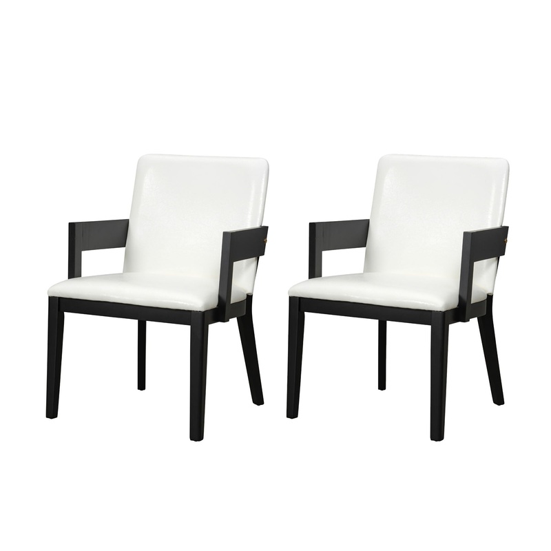 Modern Glossy Dining Chairs (Set of 2), Elegant Upholstery And Ergonomic Design – Black White