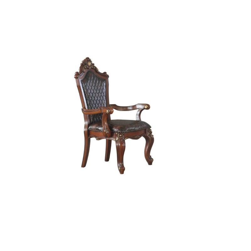 Picardy – Arm Chair (Set of 2) – Synthetic Leather & Honey Oak