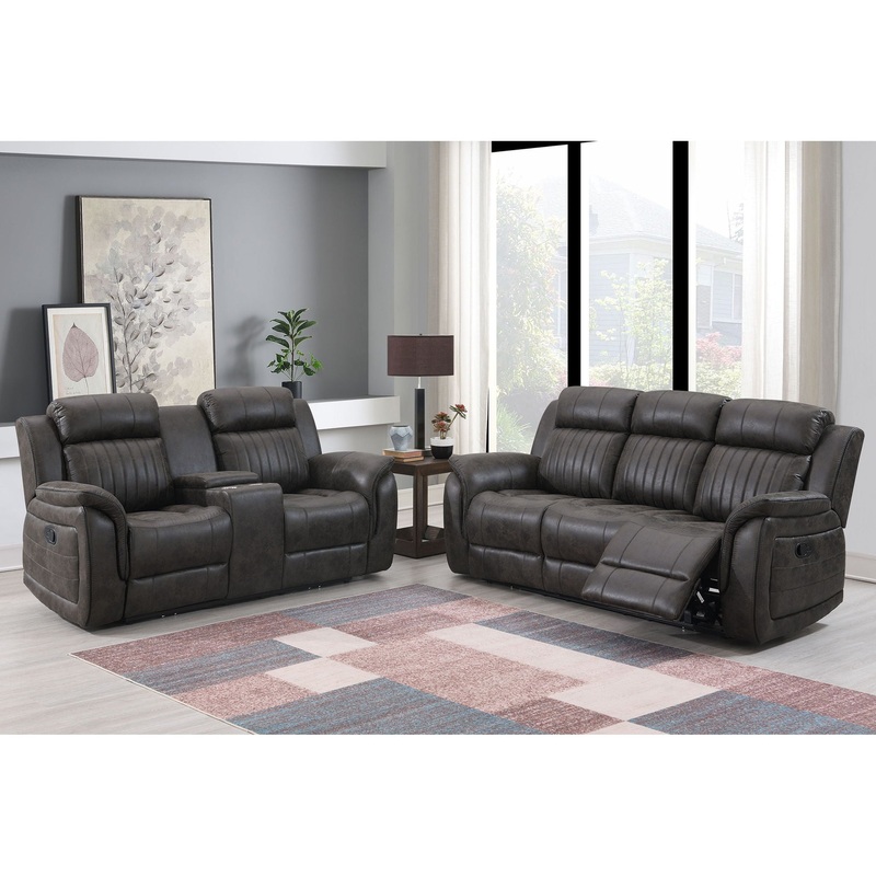 U8517 – Reclining Sofa / Console Reclining Loveseat, Reclining Collections – Charcoal