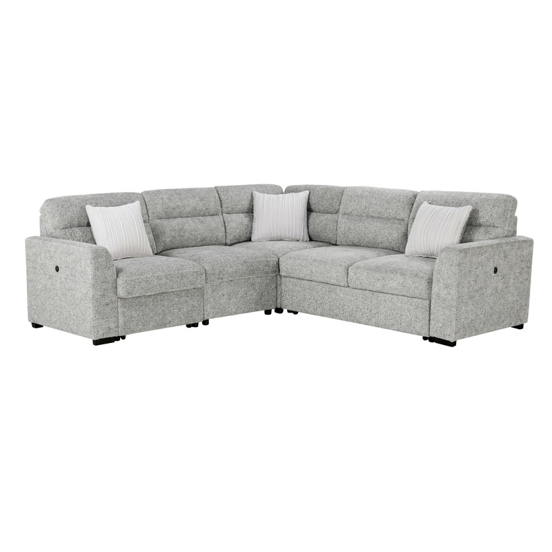 U9401 – Sectional With 3 Pillows – Nickel