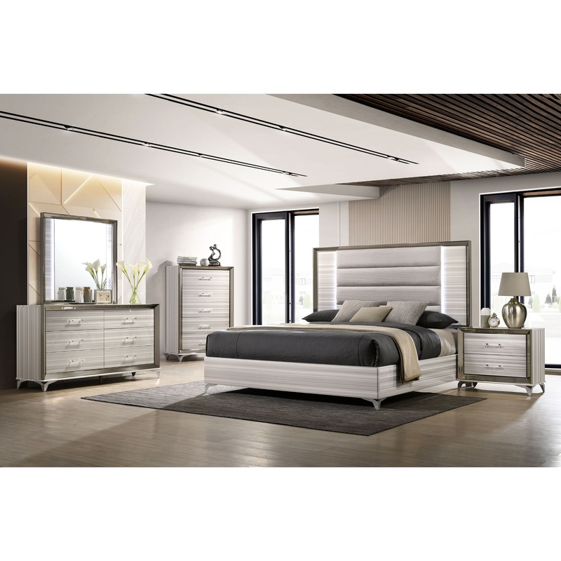 Zambrano – 6 Piece Queen Bedroom Set With Vanity Set – White