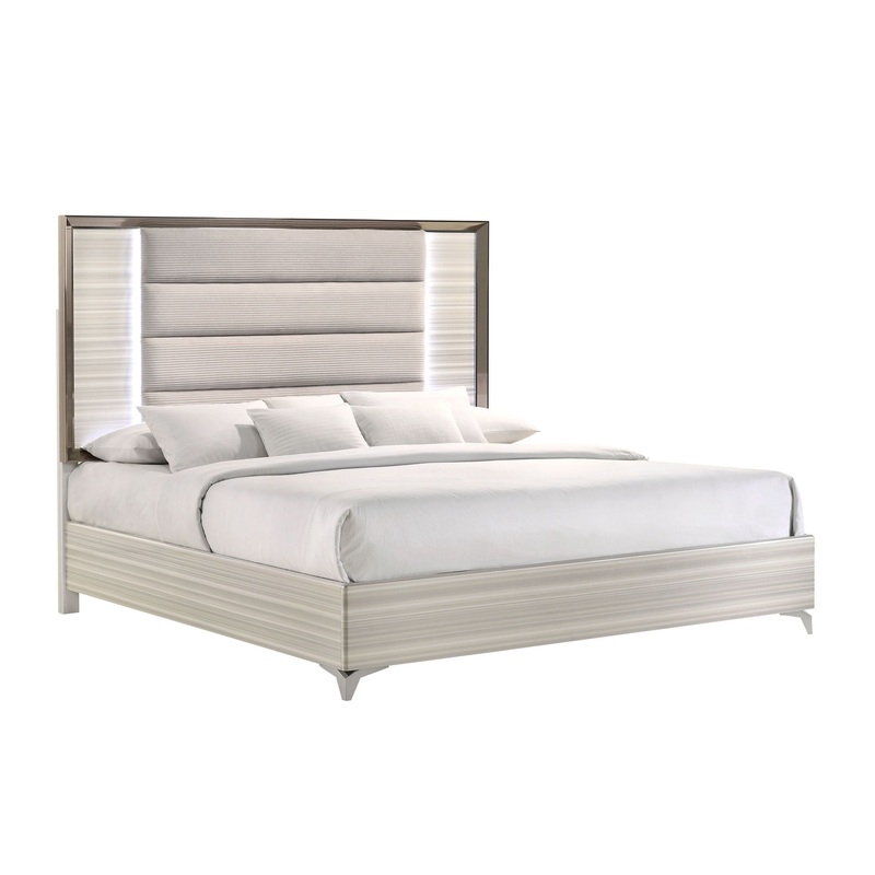 Zambrano – King Bed With LED – White