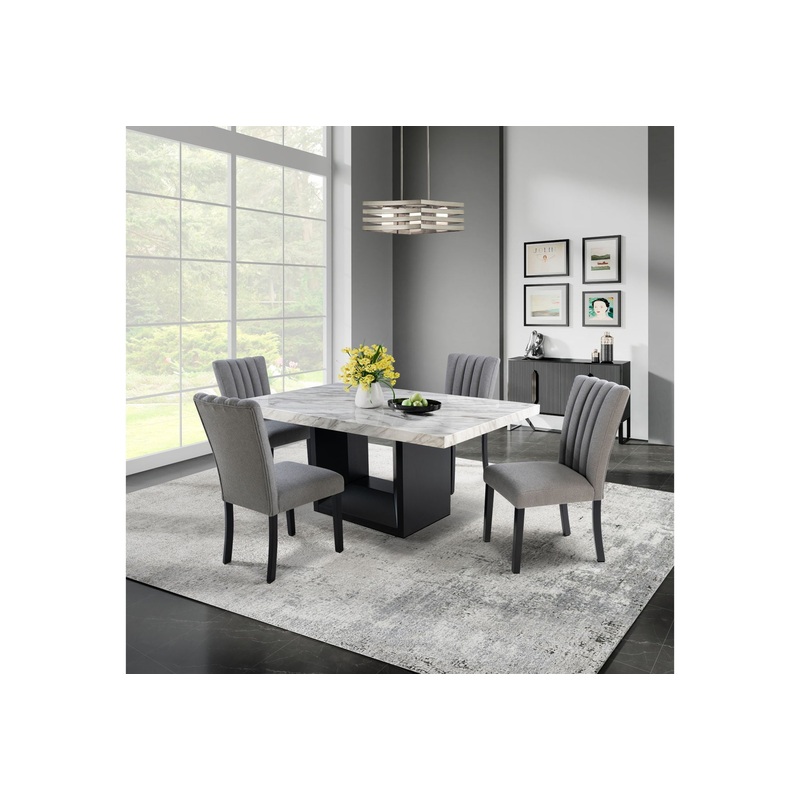 5 Piece Dining Room Set (D02DT Dining Table And 4 D8685DC Dining Chairs) – Black / Gray