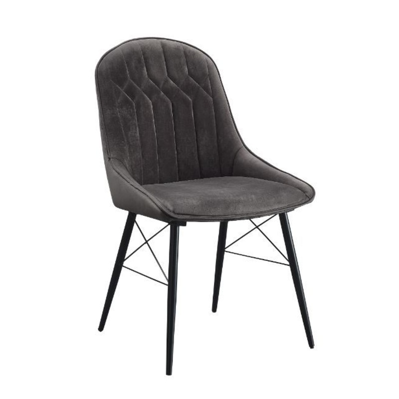 Abraham – Side Chair (Set of 2) – Dark Gray Fabric & Black