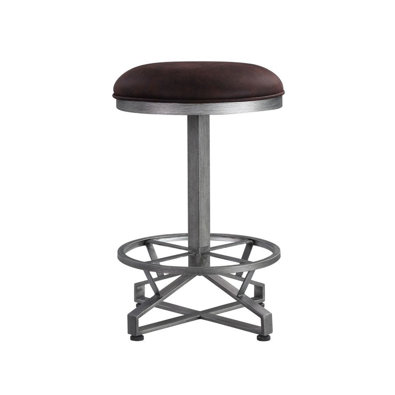Evangeline – Counter Height Stool (Set of 2) – Rustic Brown Fabric & Black