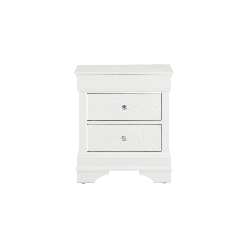 Global Pompei – 2 Drawer Nightstand – Metallic White