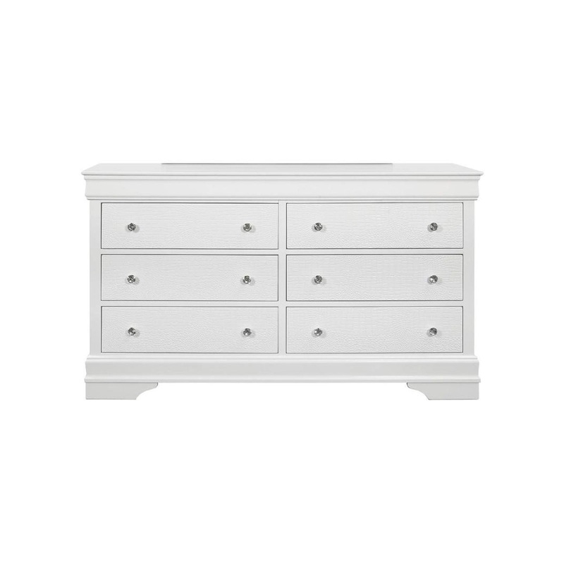 Global Pompei – 6 Drawer Dresser – Metallic White