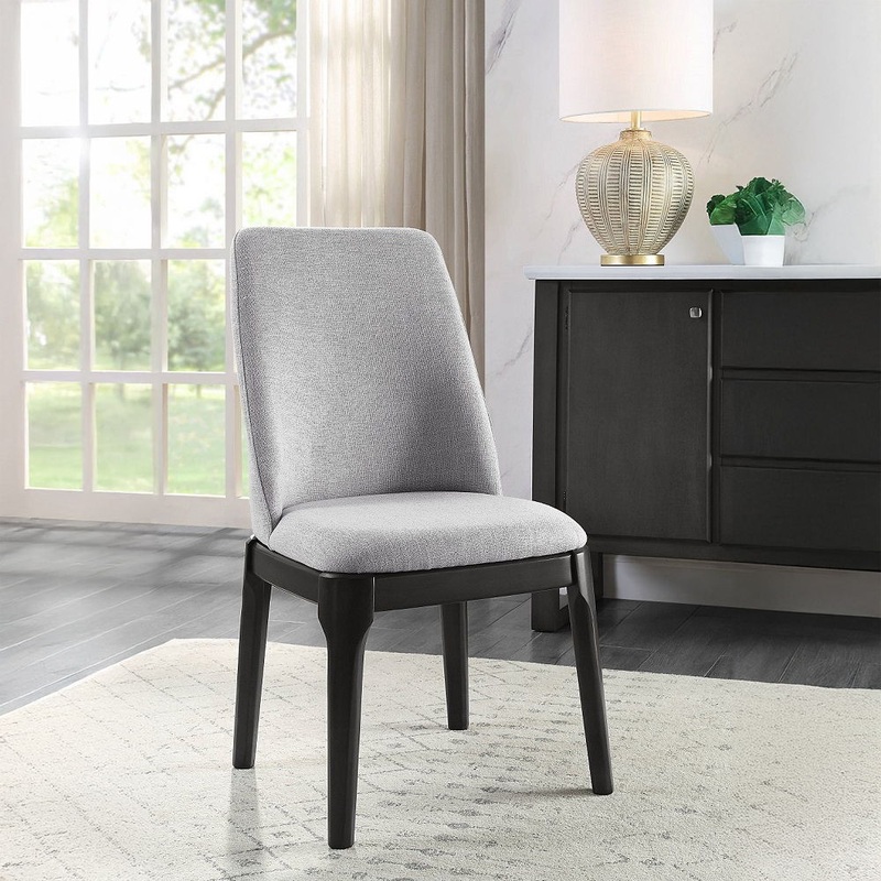 Madan – Side Chair (Set of 2) – Light Gray Linen & Gray Oak