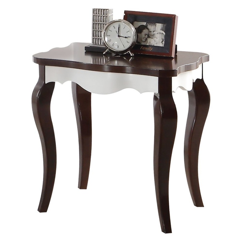 Mathias – End Table – White & Walnut