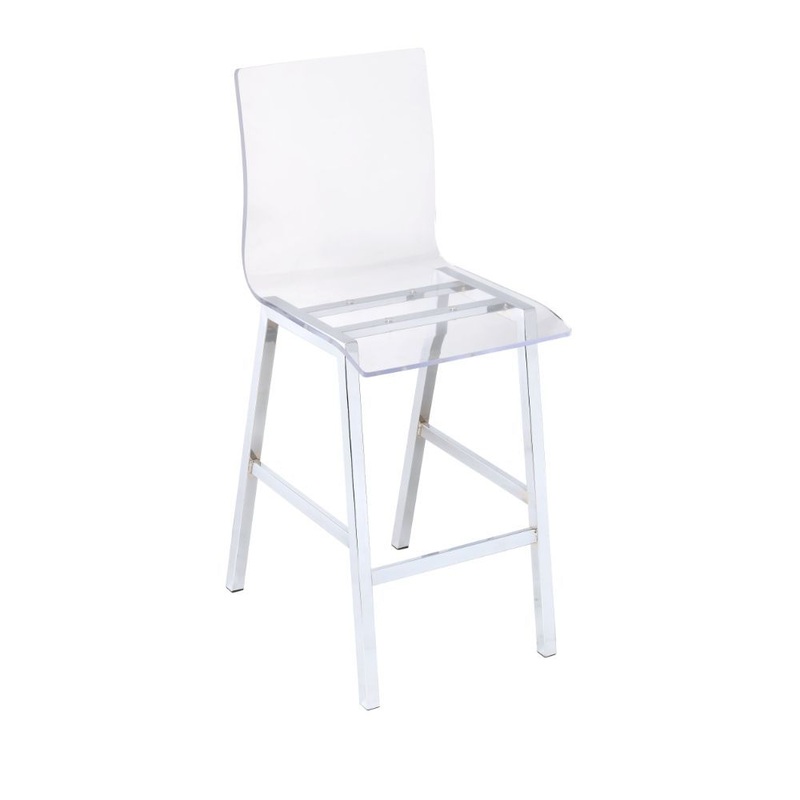 Nadie – Counter Height Chair (Set of 2) – Clear Acrylic & Chrome