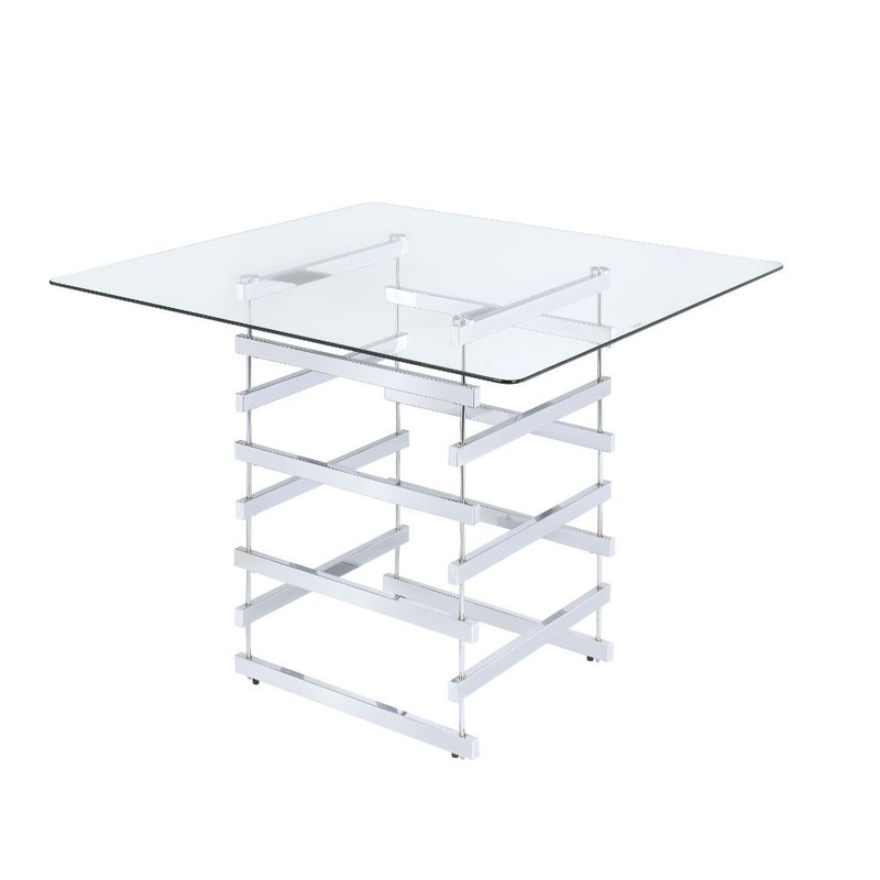 Nadie – Counter Height Table – Clear Glass Top & Black