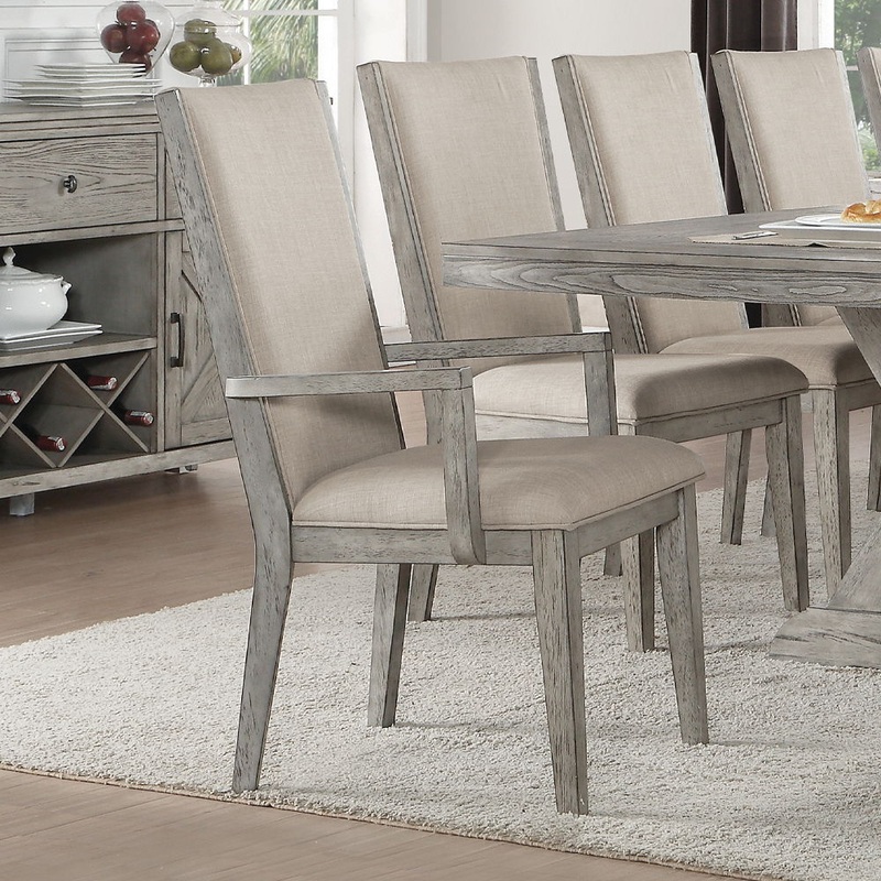 Rocky – Arm Chair (Set of 2) – Fabric & Gray Oak