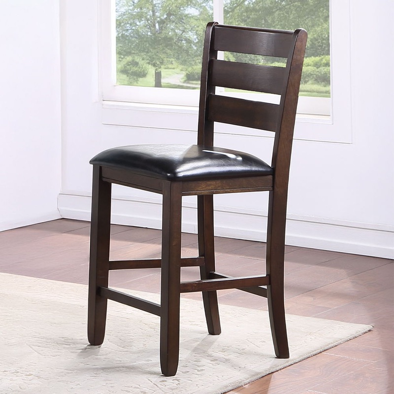 Urbana – Counter Height Chair (Set of 2) – Black Synthetic Leather & Espresso