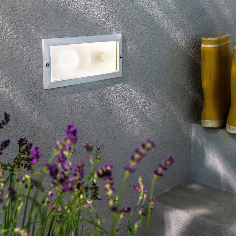 WHITE ALUMINIUM DOVER RECESSED LAMP 23×9.5×8 CM E27=40W IP44