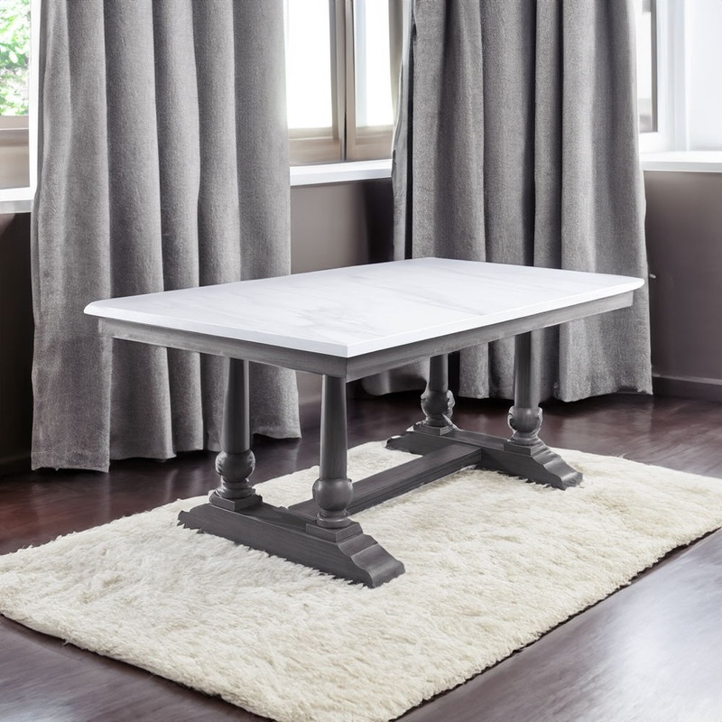 Yabeina – Dining Table – Marble Top Top & Gray Oak
