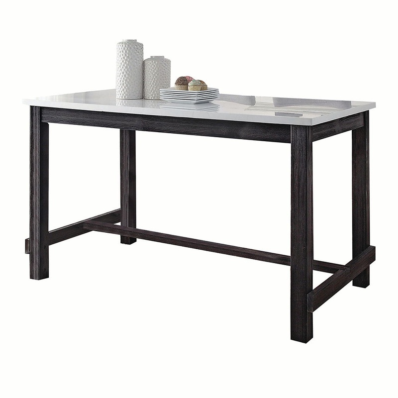 Yelena – Counter Height Table With Marble Top – Marble Top & Weathered Espresso