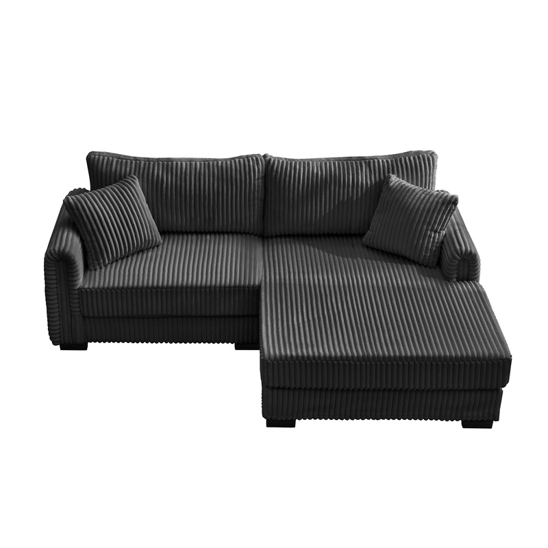 2 Seater L Shaped Chaise Sofa With Reversible Cushion, USB – C Charging Port, Storage Pocket, Convertible Left / Right Design