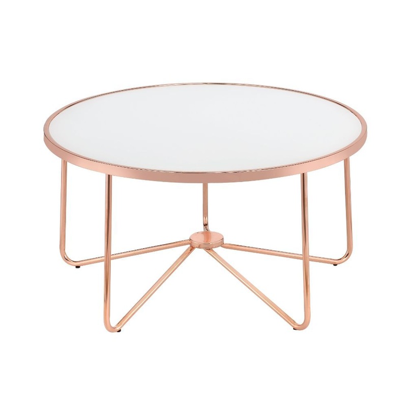 Alivia – Coffee Table – Frosted Glass & Rose Gold