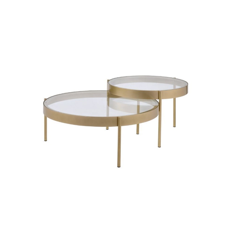 Andover – Nesting Table Set – Clear Glass & Gold