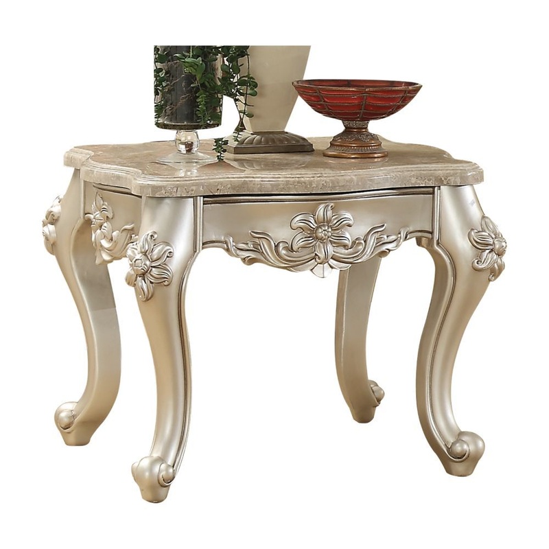 Bently – End Table – Marble Top & Champagne