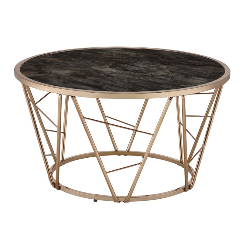 Cicatrix – Coffee Table – Engineering Stone Glass Top & Champagne