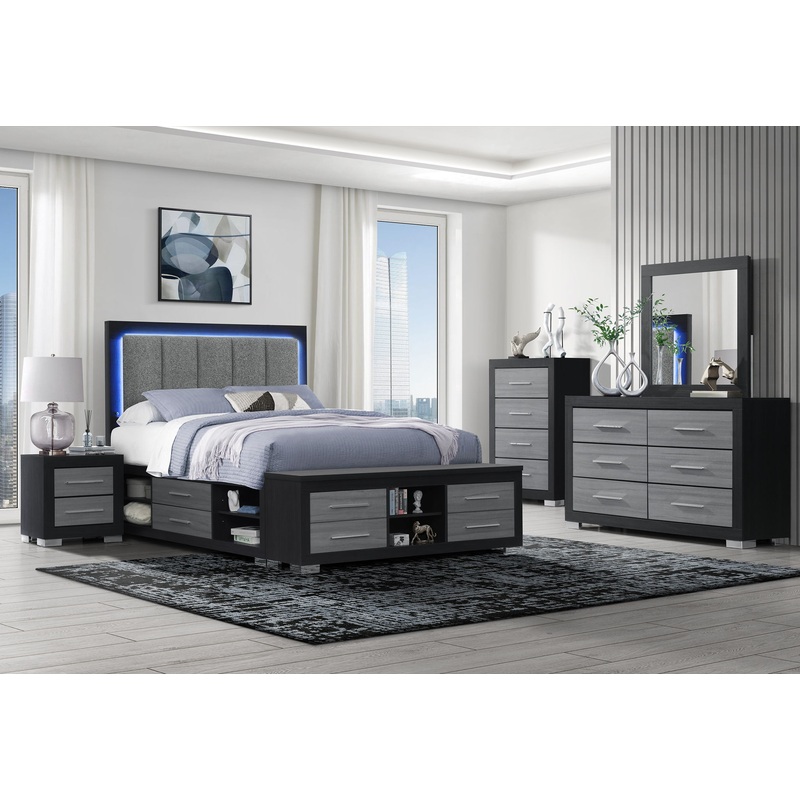 Emma – 5 Piece Queen Bedroom Set – Black / Gray