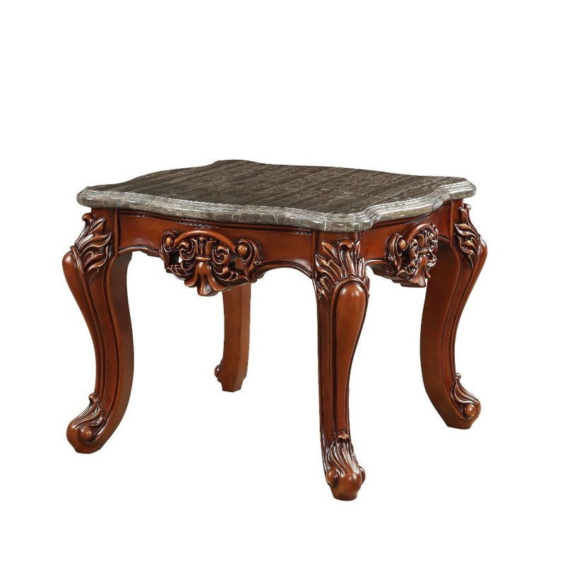 Eustoma – End Table – Marble Top & Walnut