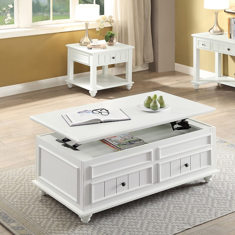 Natesa – Coffee Table With Lift Top – White Washed