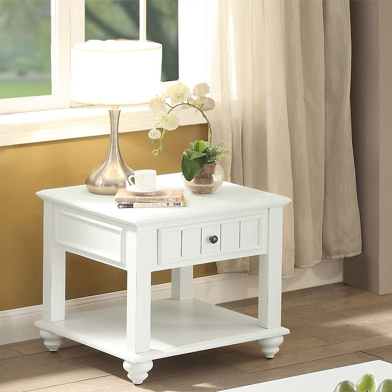 Natesa – End Table – White Washed