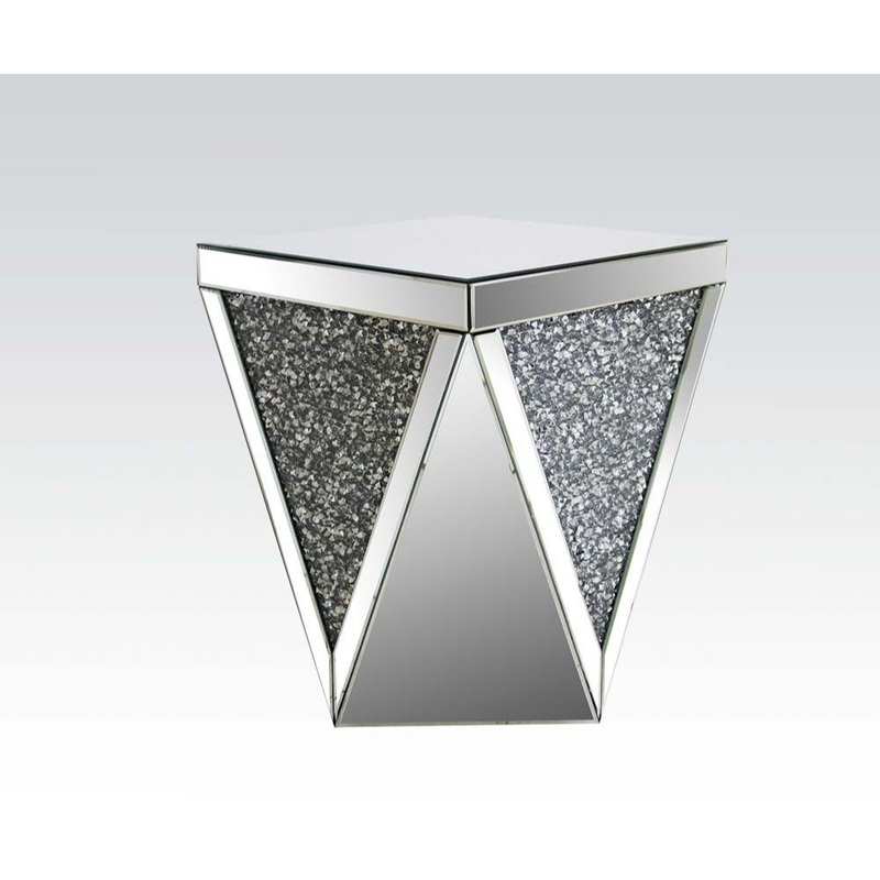 Noralie – 19 End Table – Mirrored & Faux Diamonds