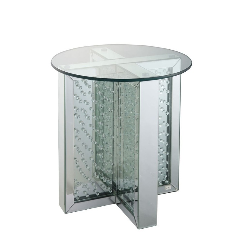 Nysa – 23 End Table – Mirrored & Faux Crystals