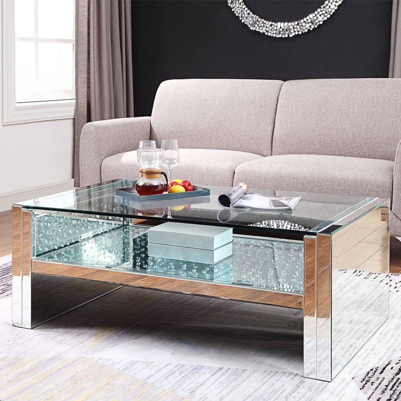 Nysa – 47 Coffee Table – Mirrored & Faux Crystals