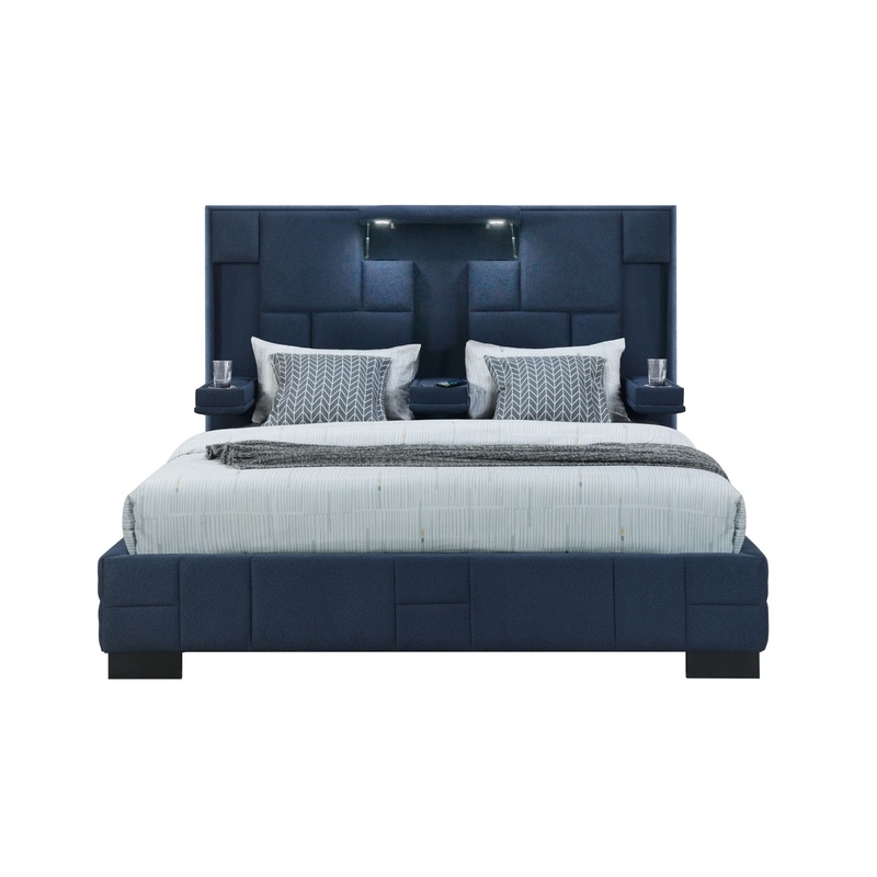 Oscar – Queen Bed Without Wood Trim – Navy Blue
