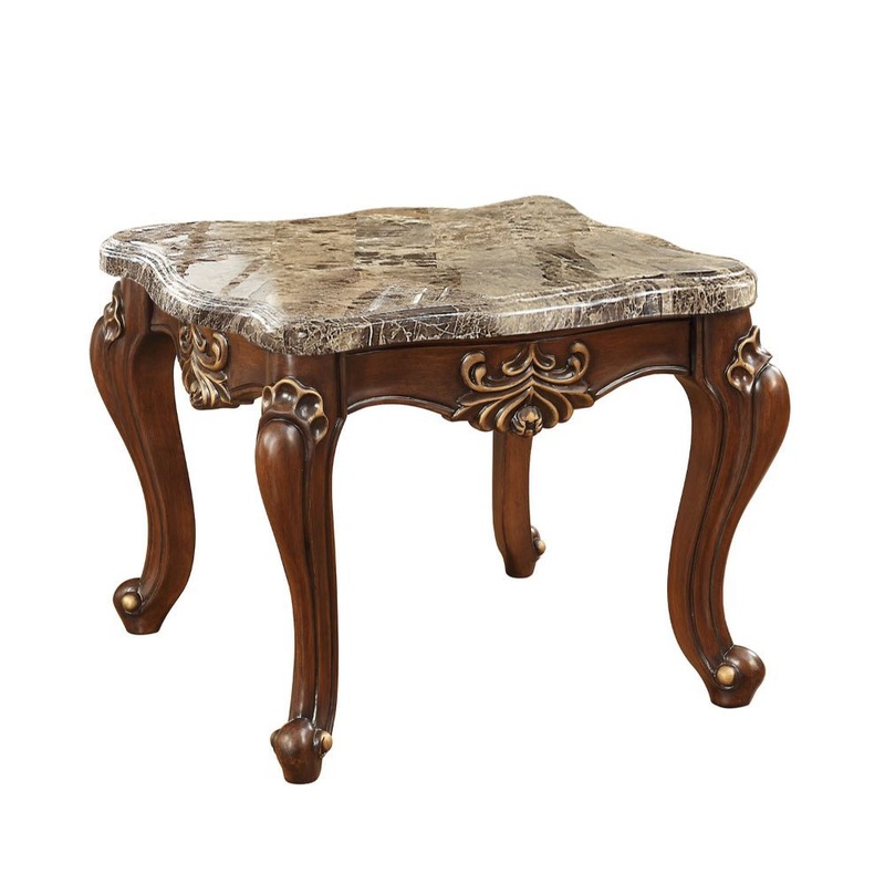 Shalisa – End Table – Marble Top & Walnut